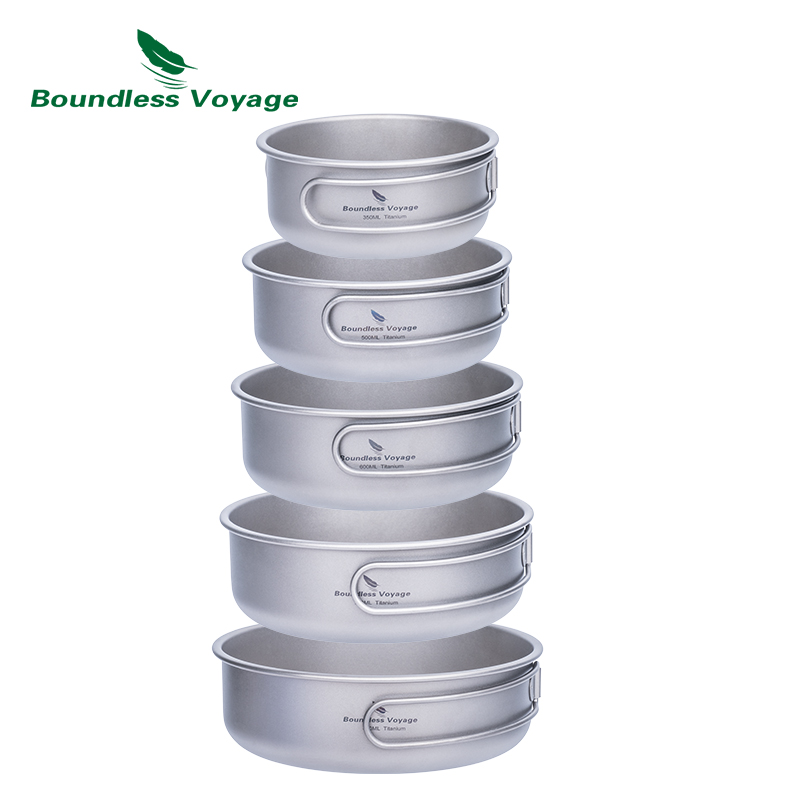 Camping Cooking Cup - Boundless Voyage Titanium mangkuk piring Set