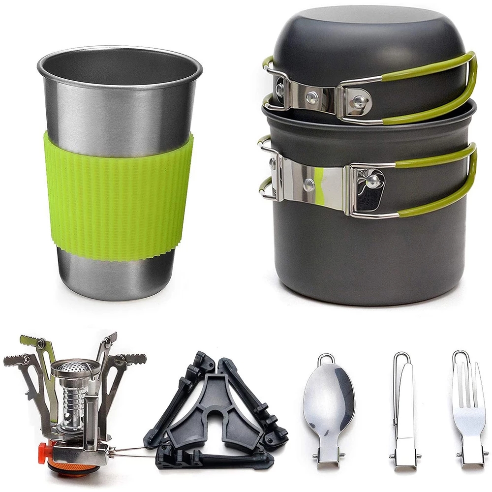 Camping Cooking Pot Set - Kit Peralatan Masak Berkemah dengan Kompor