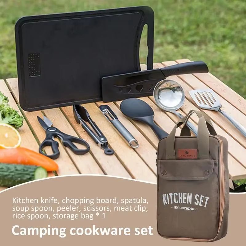 8 Buah Set Peralatan Masak Dap - Camping Cooking Backpack ulasan dan harga