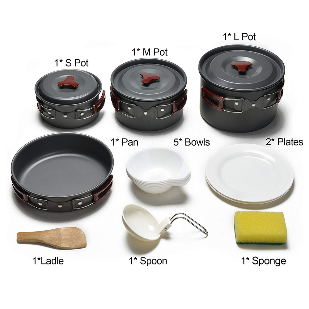 Kit peralatan masak Camping lu - Camping Cooking Pot Set ulasan dan harga