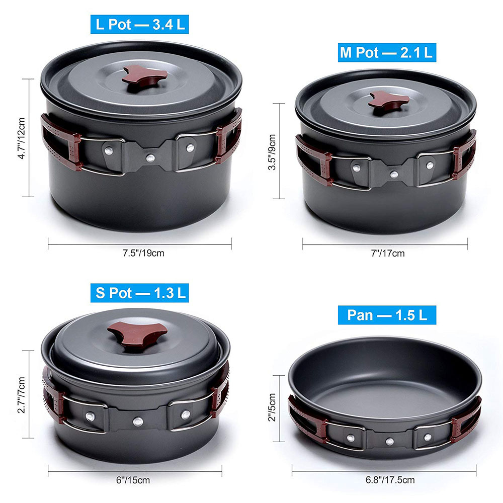 Kit peralatan masak Camping lu - Camping Cooking Pot Set ulasan dan harga